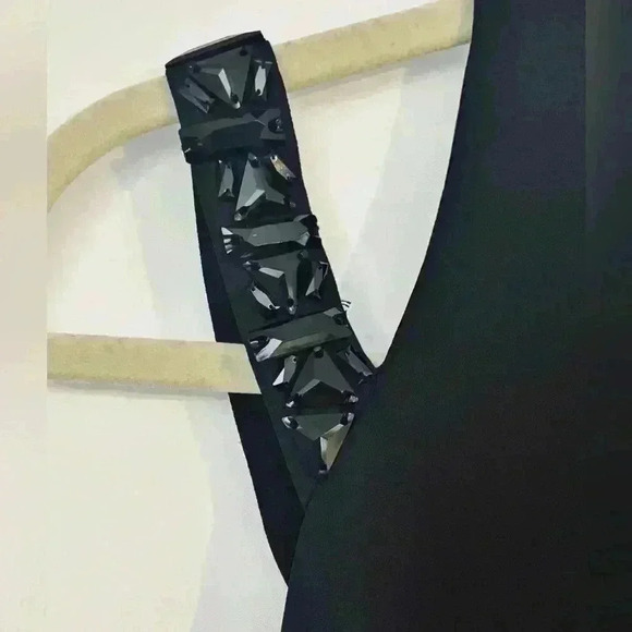 Women’s BCBG Elegant Black Sleeveless Chiffon Top with Embellished Straps - Picture 2 of 7